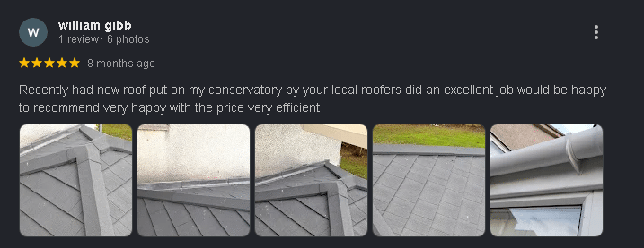 5 Star review - rated roofing