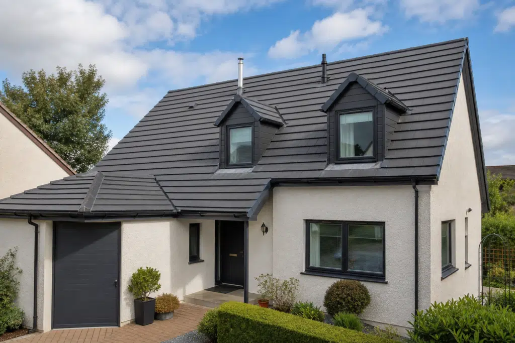 Tiled roof on a residential property representing roof repair services in Glenrothes