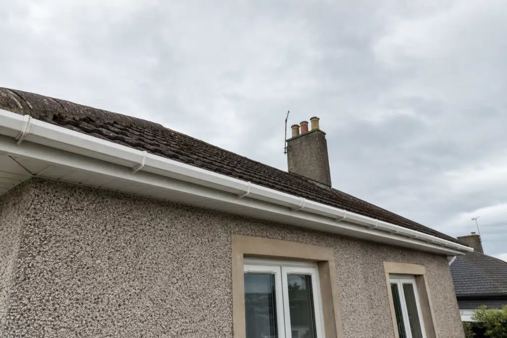 Residential roof edge with uPVC fascias, soffits and guttering in Leven